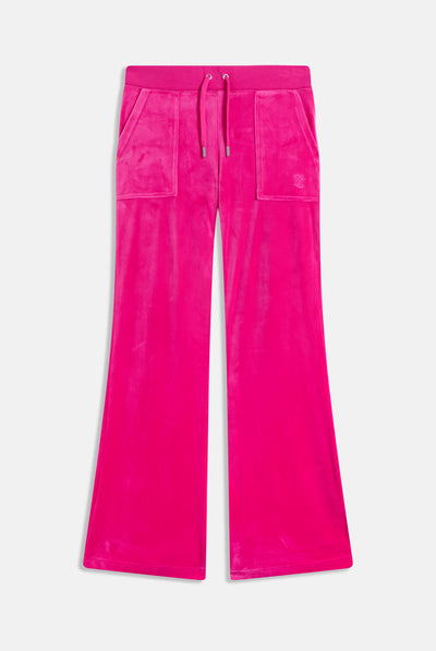 NOSTALGIA PINK LOW RISE FLARE CLASSIC VELOUR TRACK PANT