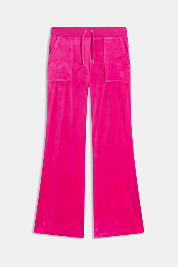 NOSTALGIA PINK LOW RISE FLARE CLASSIC VELOUR TRACK PANT