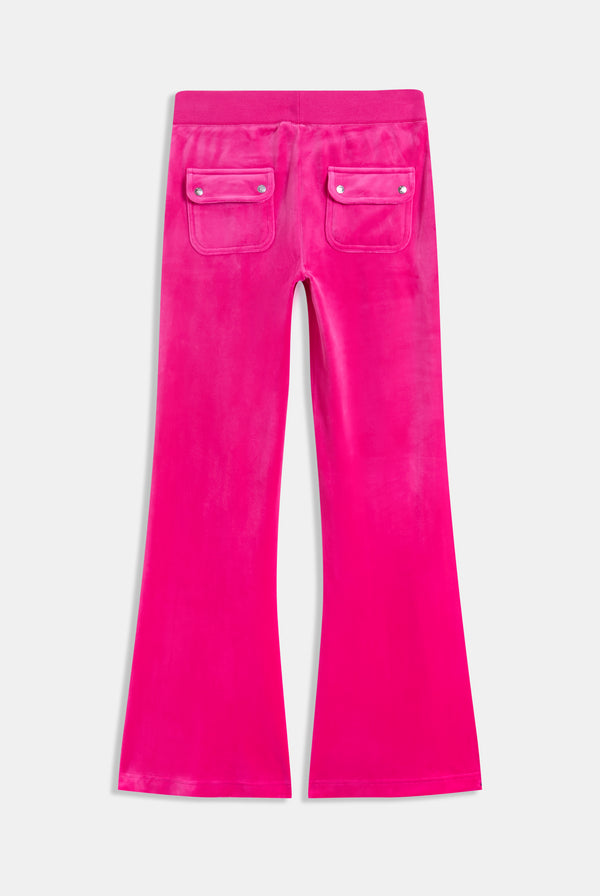 NOSTALGIA PINK LOW RISE FLARE CLASSIC VELOUR TRACK PANT