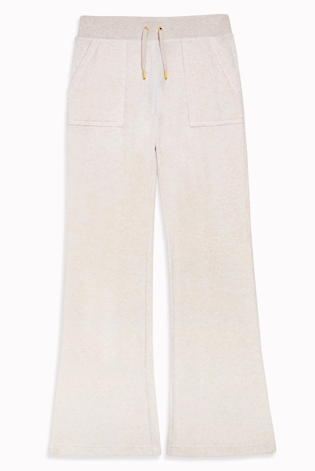 OATMEAL MARL & GOLD LOW RISE FLARE CLASSIC VELOUR TRACK PANT