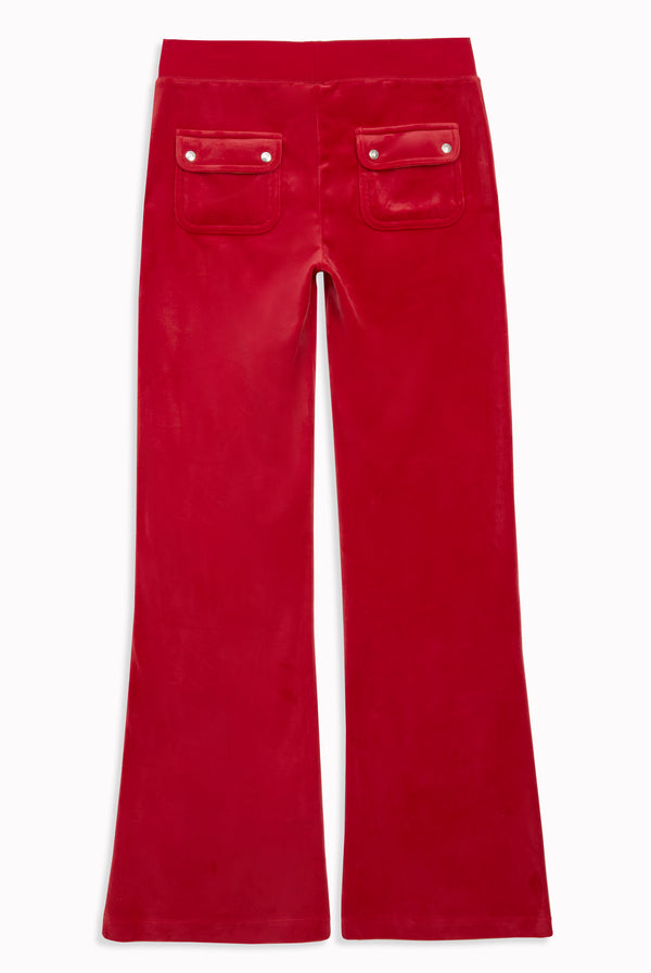 ASTOR RED LOW RISE FLARE CLASSIC VELOUR TRACK PANT