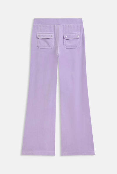 PASTEL LILAC LOW RISE FLARE CLASSIC VELOUR TRACK PANT