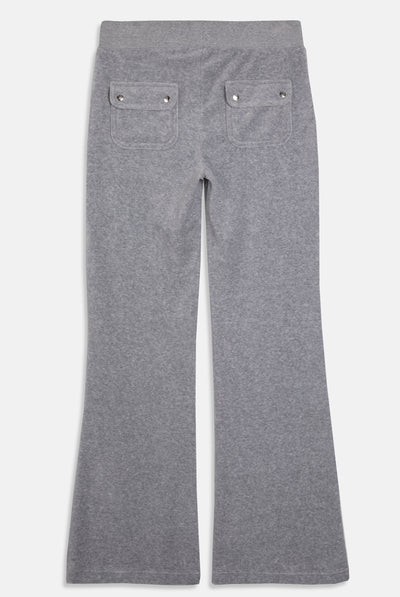 SILVER MARL LOW RISE COTTON VELOUR TRACK PANTS