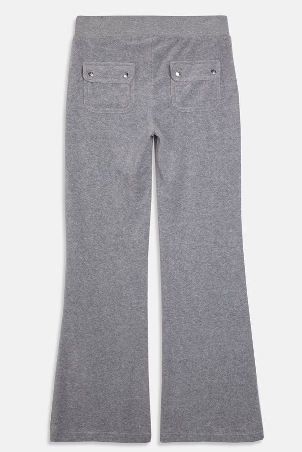 SILVER MARL LOW RISE COTTON VELOUR TRACK PANTS
