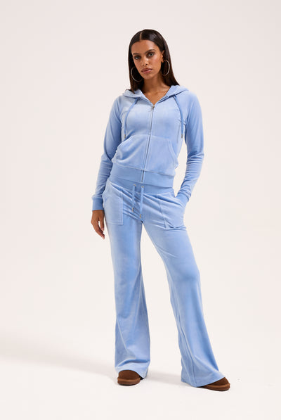 DELLA ROBIA LOW RISE FLARE CLASSIC VELOUR TRACK PANT
