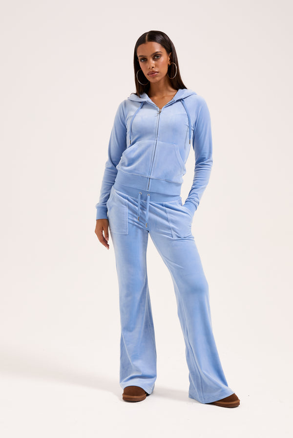 DELLA ROBIA LOW RISE FLARE CLASSIC VELOUR TRACK PANT