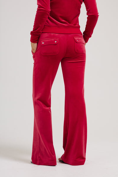 ASTOR RED LOW RISE FLARE CLASSIC VELOUR TRACK PANT