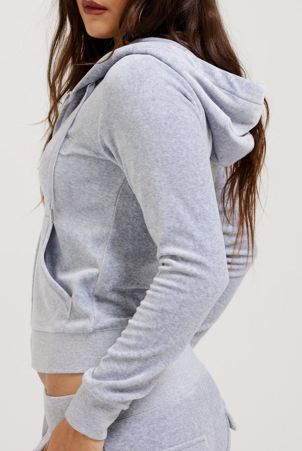 SILVER MARL CLASSIC VELOUR ROBERTSON HOODIE