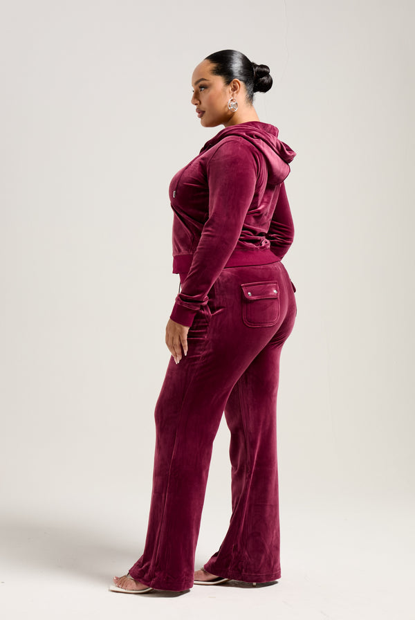 TAWNY PORT LOW RISE VELOUR TRACK PANTS