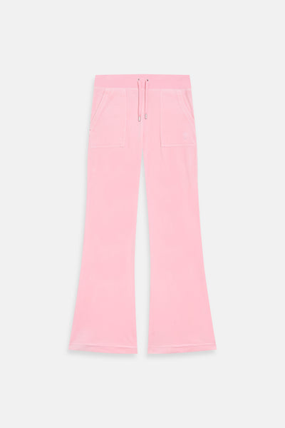 JUICY PINK  LOW RISE FLARE CLASSIC VELOUR TRACK PANT