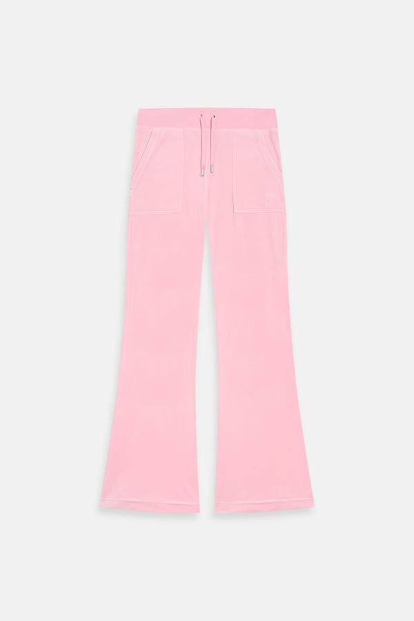 JUICY PINK  LOW RISE FLARE CLASSIC VELOUR TRACK PANT