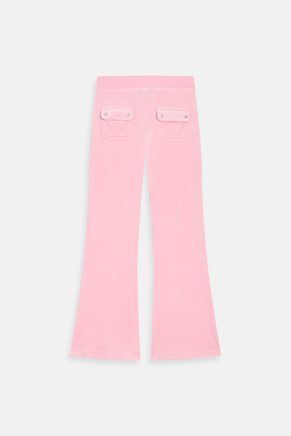 JUICY PINK  LOW RISE FLARE CLASSIC VELOUR TRACK PANT