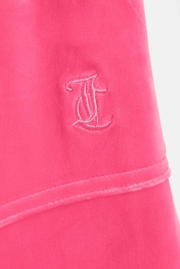HOT PINK LOW RISE FLARE CLASSIC VELOUR TRACK PANT