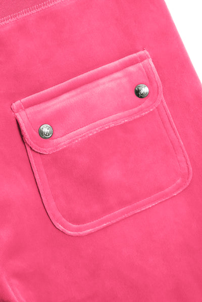 HOT PINK LOW RISE FLARE CLASSIC VELOUR TRACK PANT