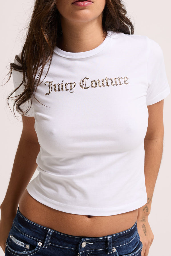 WHITE LEOPARD LOGO BABY TEE