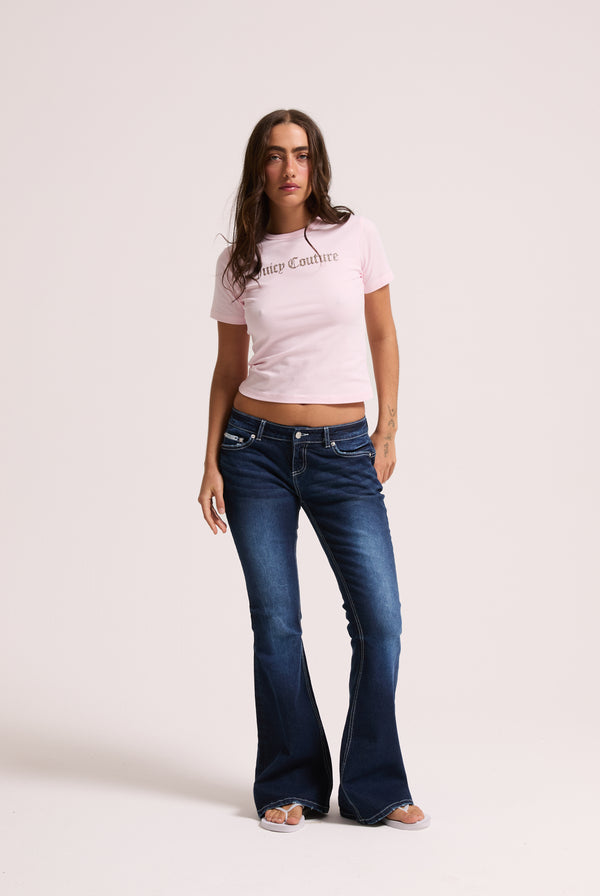 CHERRY BLOSSOM LEOPARD LOGO  BABY TEE