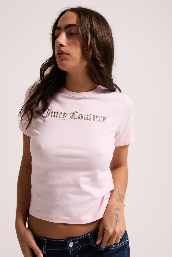 CHERRY BLOSSOM LEOPARD LOGO  BABY TEE