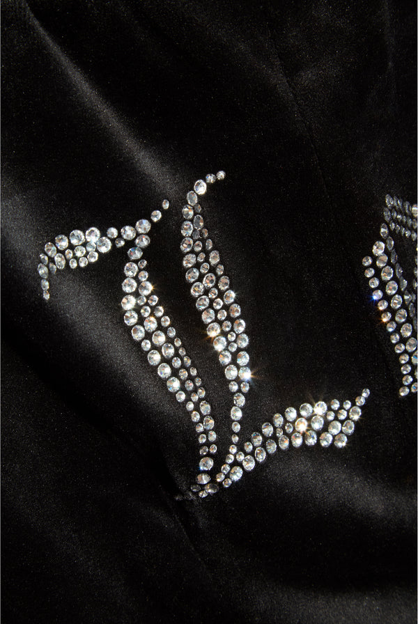 'LEO' BLACK VELOUR DIAMANTÉ TRACKSUIT BOTTOM