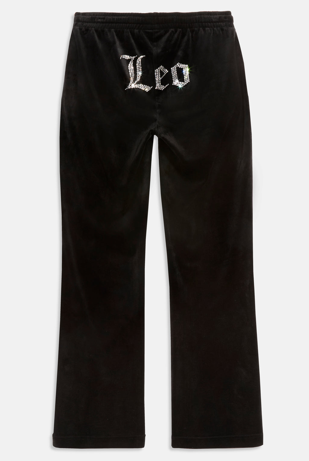 'LEO' BLACK VELOUR DIAMANTÉ TRACKSUIT BOTTOM