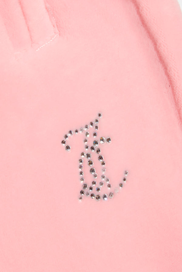 'LEO' JUICY PINK VELOUR DIAMANTÉ TRACKSUIT BOTTOM