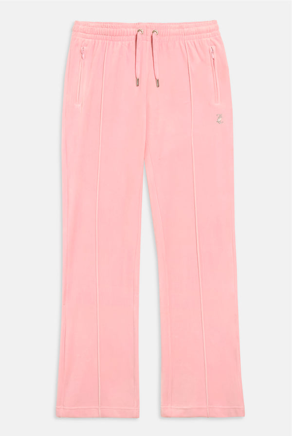 'LEO' JUICY PINK VELOUR DIAMANTÉ TRACKSUIT BOTTOM