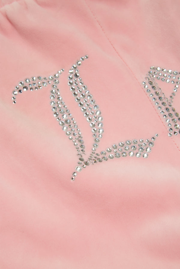 'LEO' JUICY PINK VELOUR DIAMANTÉ TRACKSUIT BOTTOM