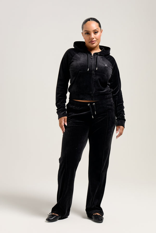 'LEO' BLACK VELOUR DIAMANTÉ TRACKSUIT BOTTOM