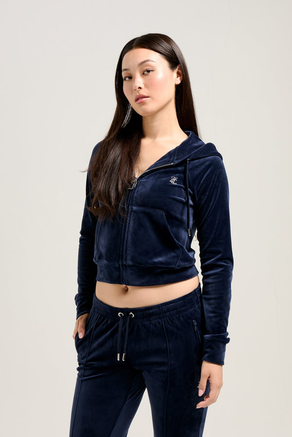 'LIBRA' NIGHT SKY DIAMANTÉ VELOUR ZIP-THROUGH HOODIE