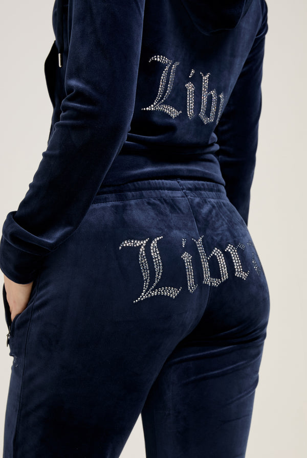 'LIBRA' NIGHT SKY DIAMANTÉ VELOUR ZIP-THROUGH HOODIE