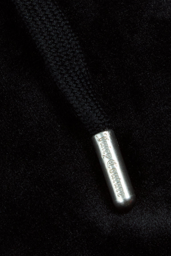 'LIBRA' BLACK DIAMANTÉ VELOUR ZIP-THROUGH HOODIE