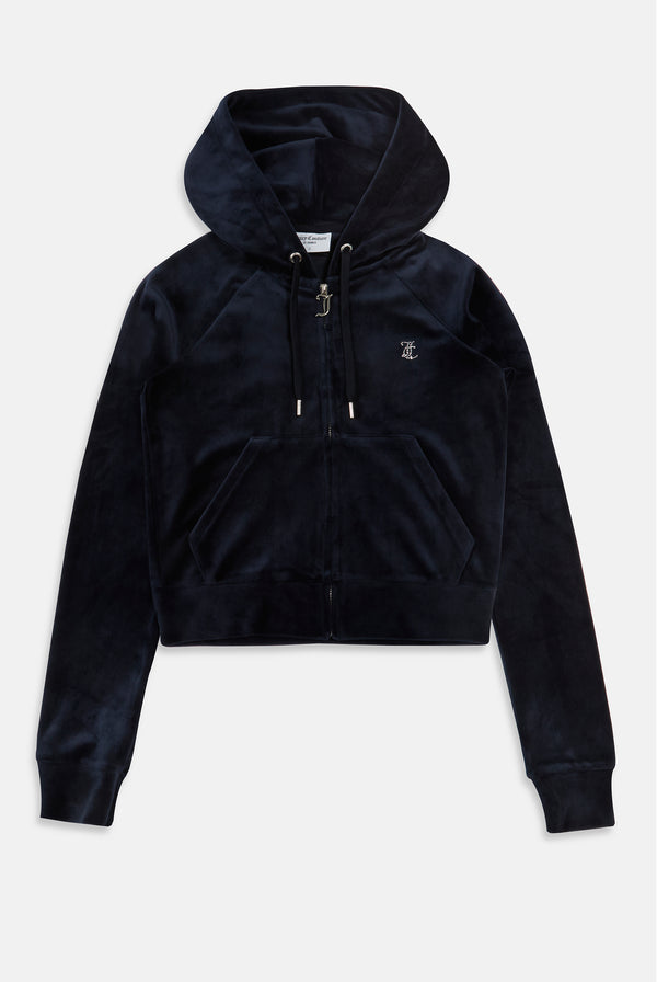 'LIBRA' NIGHT SKY DIAMANTÉ VELOUR ZIP-THROUGH HOODIE