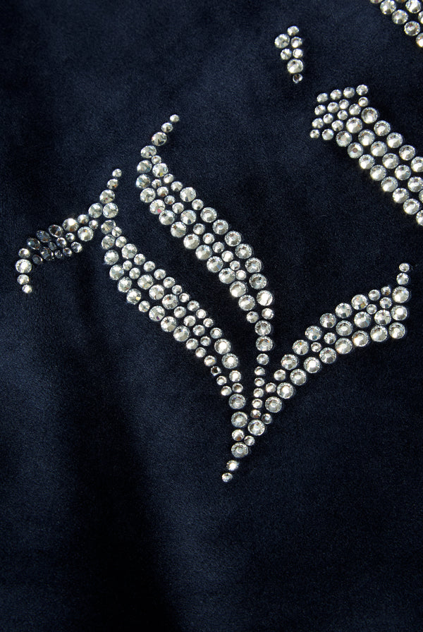 'LIBRA' NIGHT SKY DIAMANTÉ VELOUR ZIP-THROUGH HOODIE