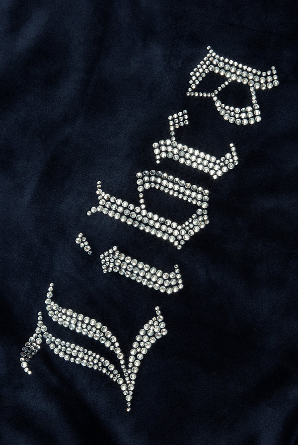 'LIBRA' NIGHT SKY DIAMANTÉ VELOUR ZIP-THROUGH HOODIE