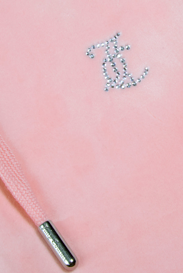 'LIBRA' JUICY PINK DIAMANTÉ VELOUR ZIP-THROUGH HOODIE