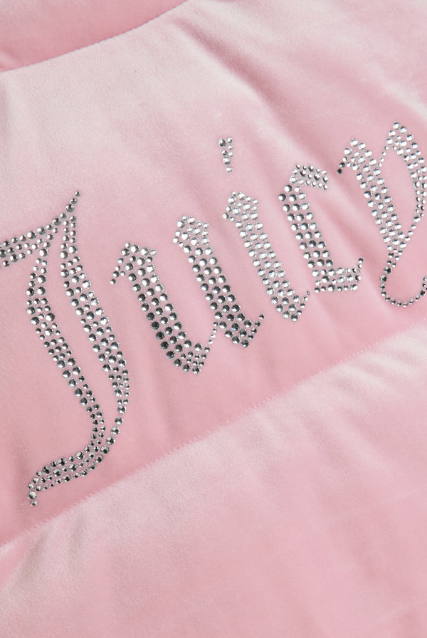 JUICY PINK CROPPED DIAMANTE VELOUR GILET
