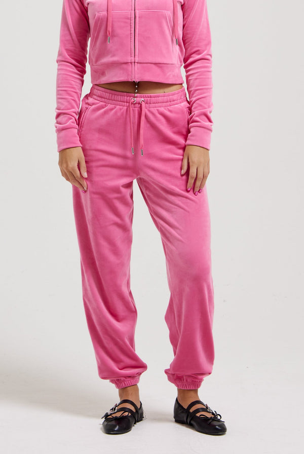 HOT PINK DIAMANTÉ VELOUR CUFFED BOTTOMS