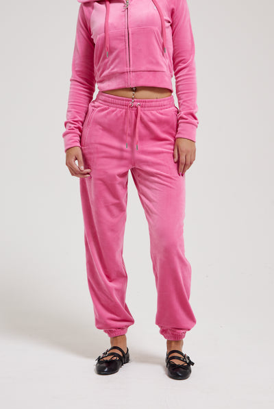 HOT PINK DIAMANTÉ VELOUR CUFFED BOTTOMS