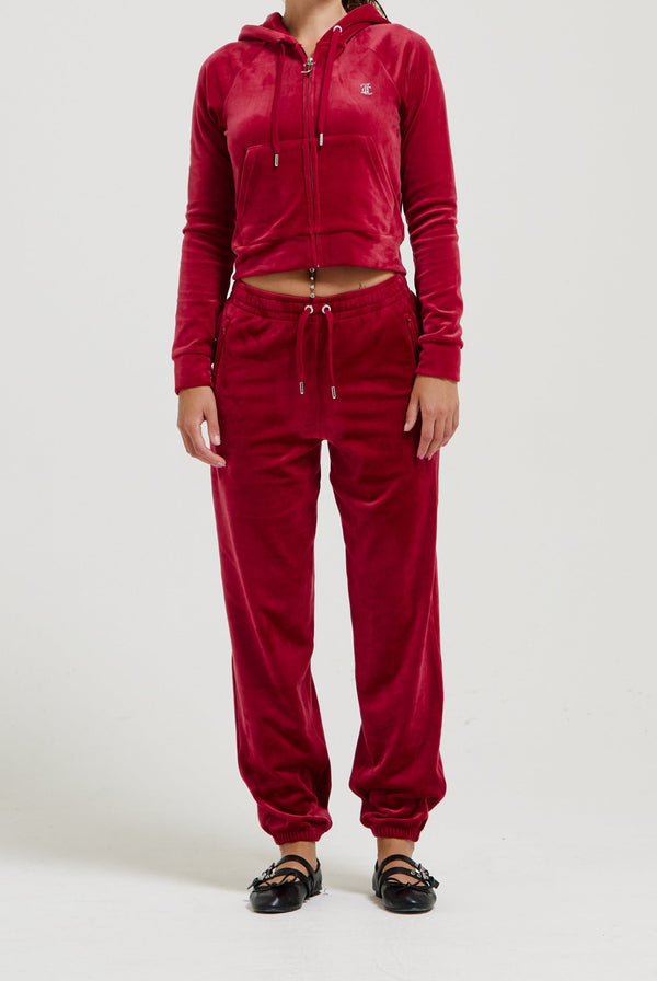 RED DAHLIA DIAMANTÉ VELOUR CUFFED BOTTOMS