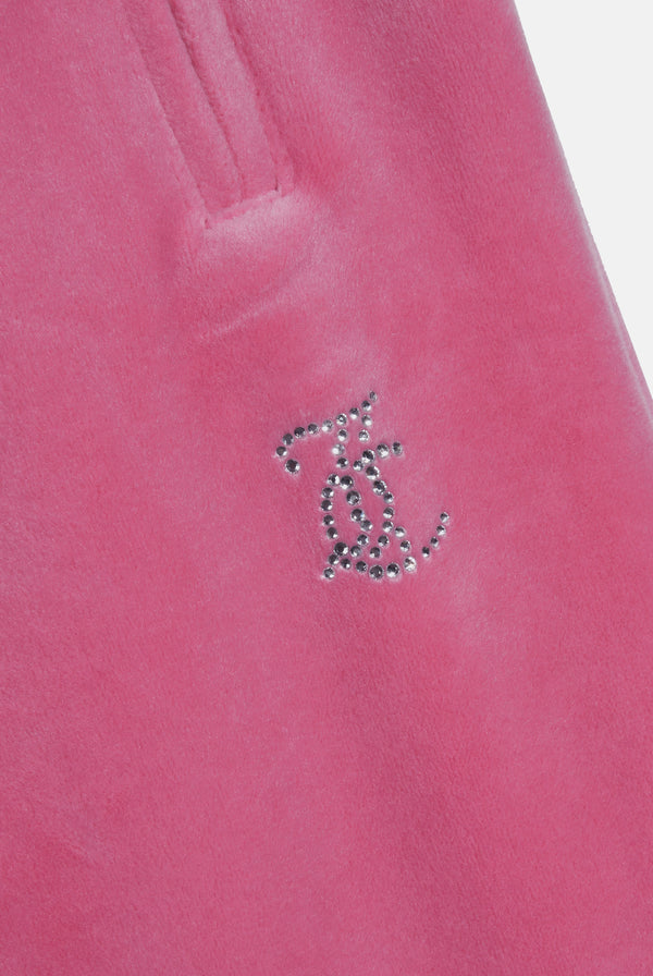 HOT PINK DIAMANTÉ VELOUR CUFFED BOTTOMS