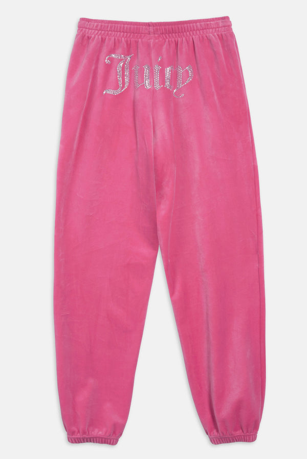 HOT PINK DIAMANTÉ VELOUR CUFFED BOTTOMS