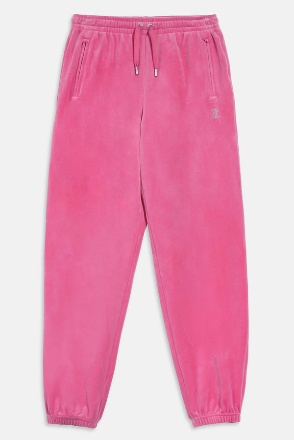 HOT PINK DIAMANTÉ VELOUR CUFFED BOTTOMS