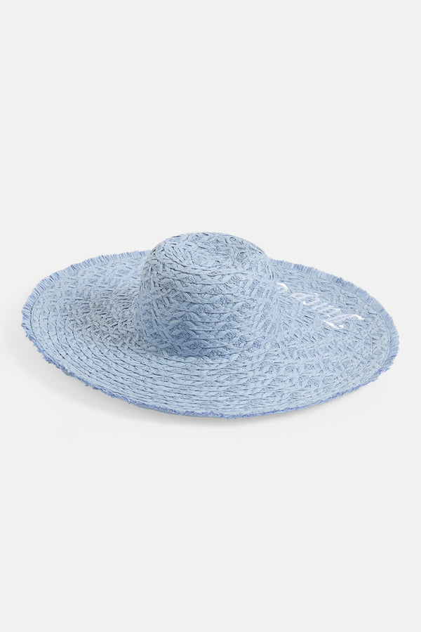POWDER BLUE OVERSIZED STRAW HAT