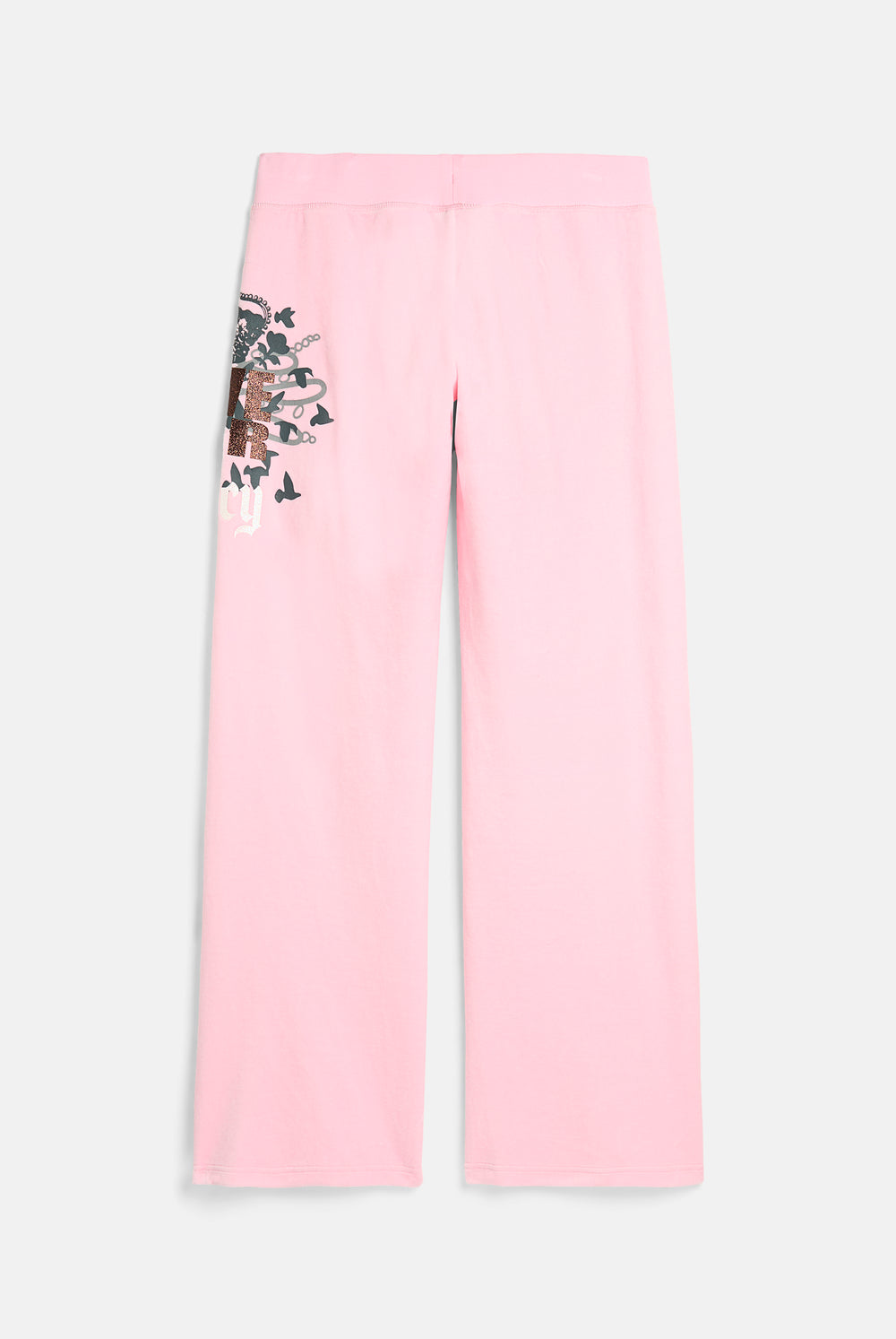 Displays the Cherry Blossom 'Juicy' branded Live For Juicy Og Straight Trackpants