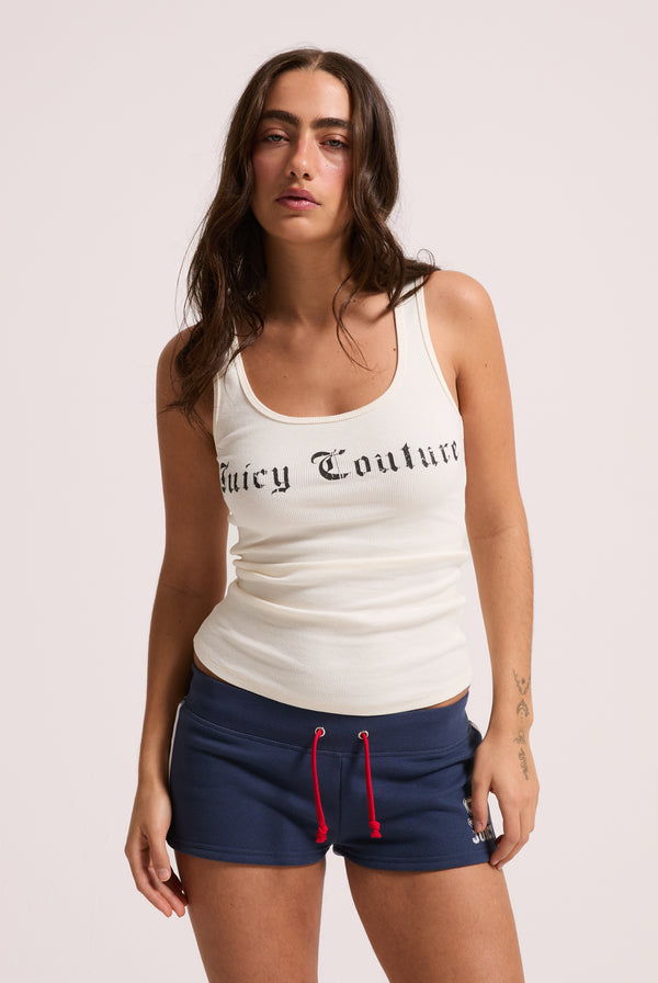 WHITE LONGLINE RIBBED VEST