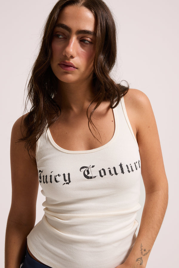 WHITE LONGLINE RIBBED VEST