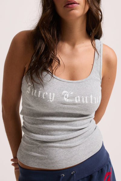 SILVER MARL  LONGLINE RIBBED VEST