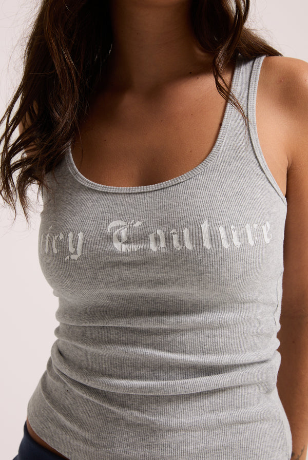 SILVER MARL  LONGLINE RIBBED VEST