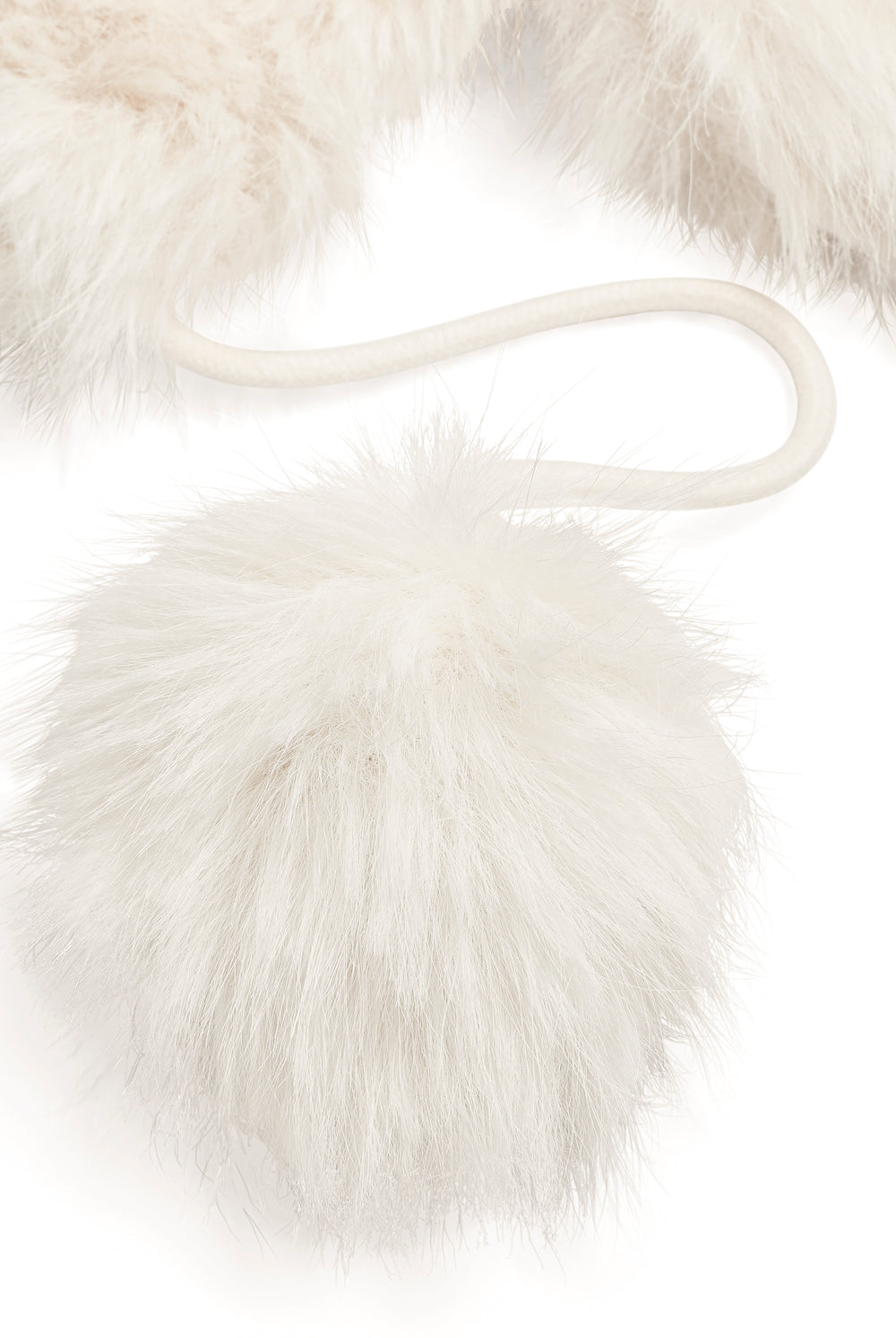 Displays the Sugar Swizzle 'Juicy' branded Long Pile Trapper Hat featuring the close up on the details
