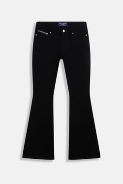Displays the Black stretch 'Juicy' branded twill low rise flare jeans 