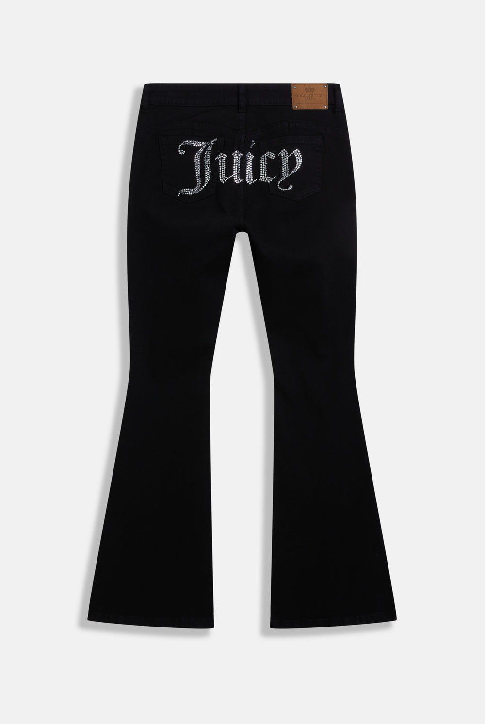 Displays the Black stretch 'Juicy' branded twill low rise flare jeans 